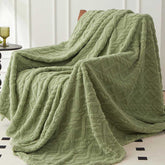 Simple Plain Color Jacquard Design Geometric Tufted Blanket | Yedwo